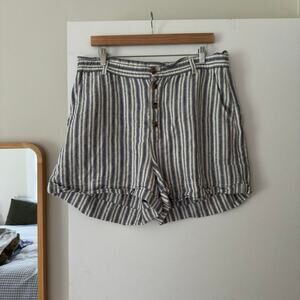 Gap Linen Cotton Blend Striped Button Fly‎ Shorts Size 16